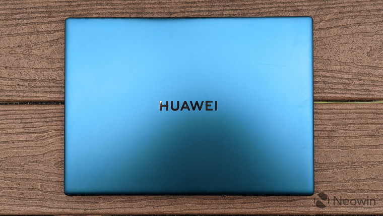 Top-down view of the Emerald Green Huawei MateBook X Pro